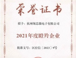 领芯微连续两年获评杭州高新区（滨江）瞪羚企业！